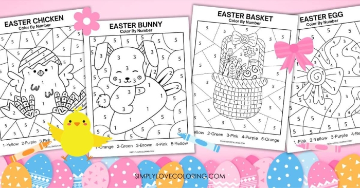 Easter Bunny Number Recognition Coloring Activity for Young Learners A kindergarten student colors a bouncing bunny and Easter eggs by matching numbers on a worksheet activity page