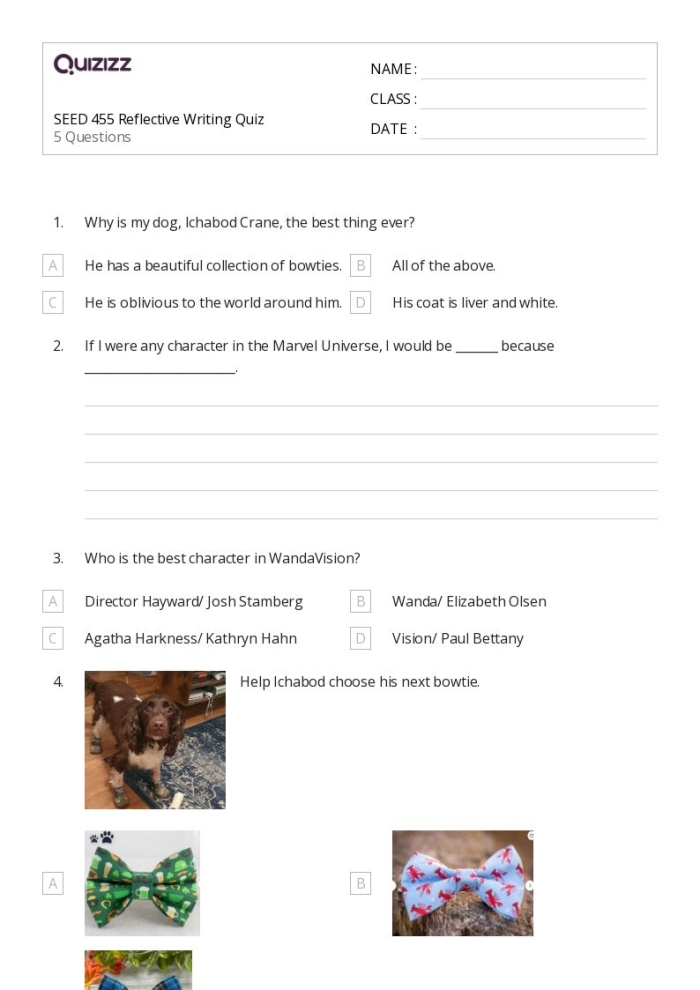 Easter-themed reflective writing prompt worksheet for fourth graders on showing love to friends and family