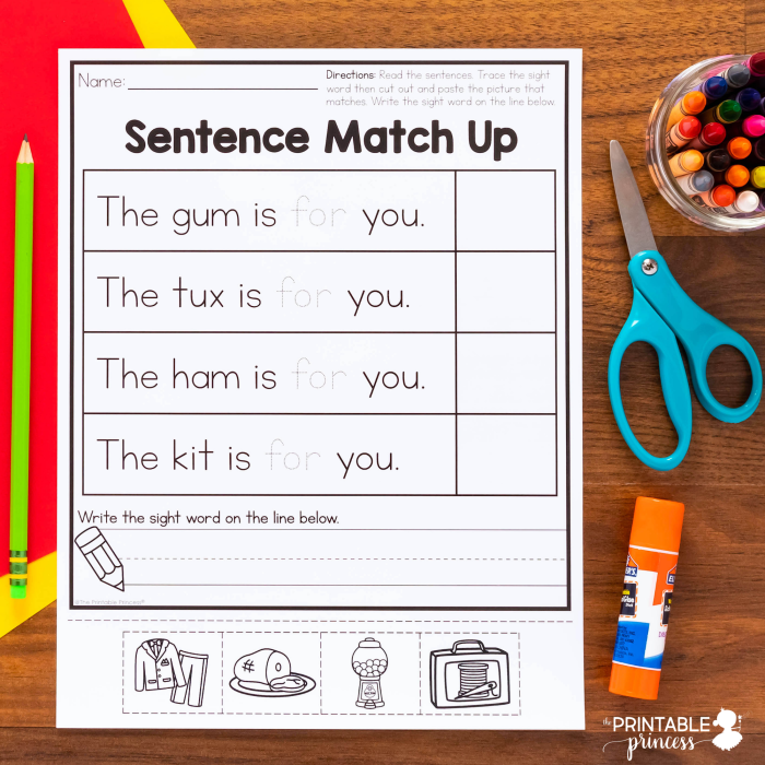 Sunshine-filled Easter sight words worksheet for young learners to enhance sentence building skills Easter-themed worksheet featuring a sunny background for practicing sight words in kindergarten