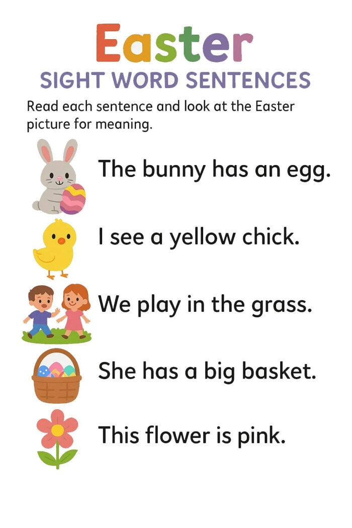 Engaging Easter sight words practice sheet with sun illustration for young learners Colorful Easter-themed worksheet featuring sight words and a sun design for kindergarten students