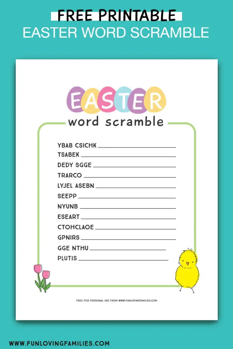 Third grade students practicing spelling with an Easter Word Scramble worksheet featuring hidden holiday words inside decorative eggs