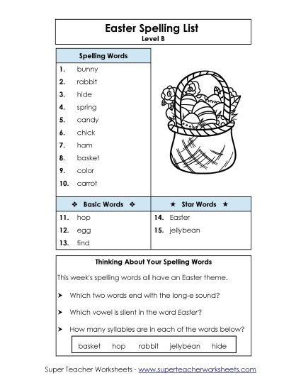 Easter Spelling Worksheet for Second Grade Mixed Operations Lesson 1 Second grade Easter spelling worksheet featuring hidden holiday words in colorful eggs
