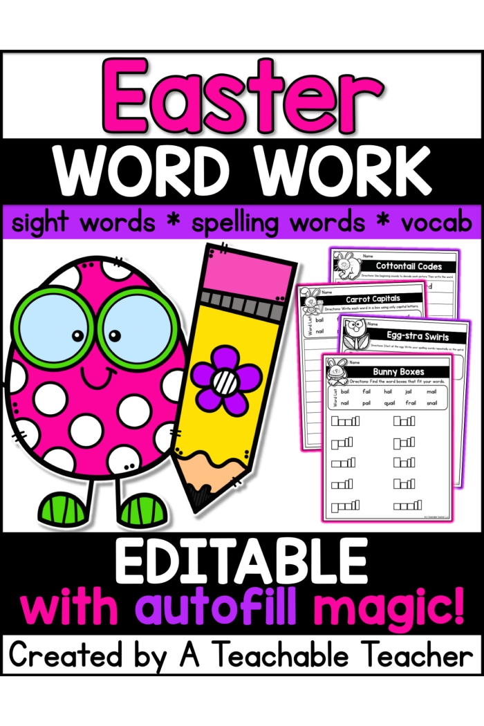 Easter Spelling Activity 16 for Elementary Students Second grade Easter spelling worksheet with colorful eggs containing holiday-related word groups to identify correct spellings