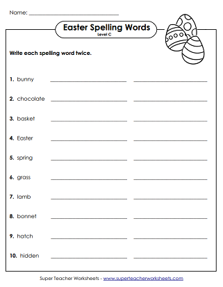 Easter Spelling Worksheet Activity Number 17 for Second Grade Students Second grade Easter spelling worksheet featuring hidden holiday words inside decorated eggs