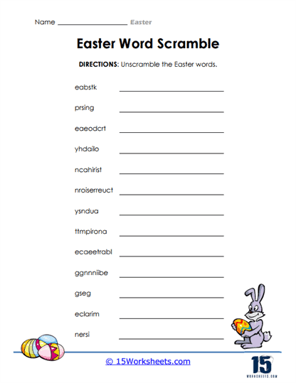 Easter Egg Spelling Challenge Activity 14 for Elementary Students Second grade Easter spelling worksheet with hidden words inside decorated eggs for students to identify correct spelling