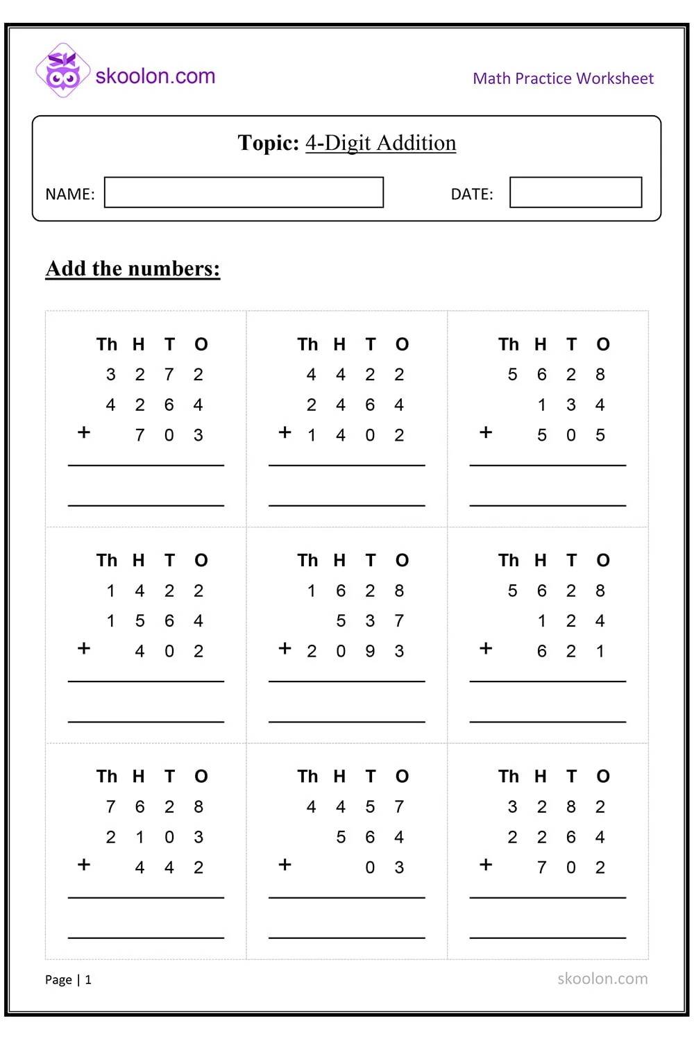Engaging 4-Digit Addition practice sheet for kids featuring fun Easter graphics Colorful Easter-themed worksheet for practicing 4-digit addition for third graders
