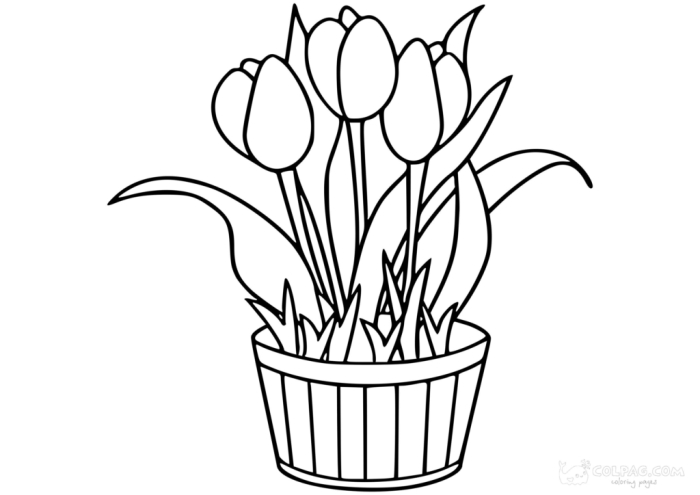 Easter Tulips Coloring Activity for Young Learners - Worksheet 13 Colorful tulips with Easter eggs and a fun rhyme for kindergarteners to color and learn fractions