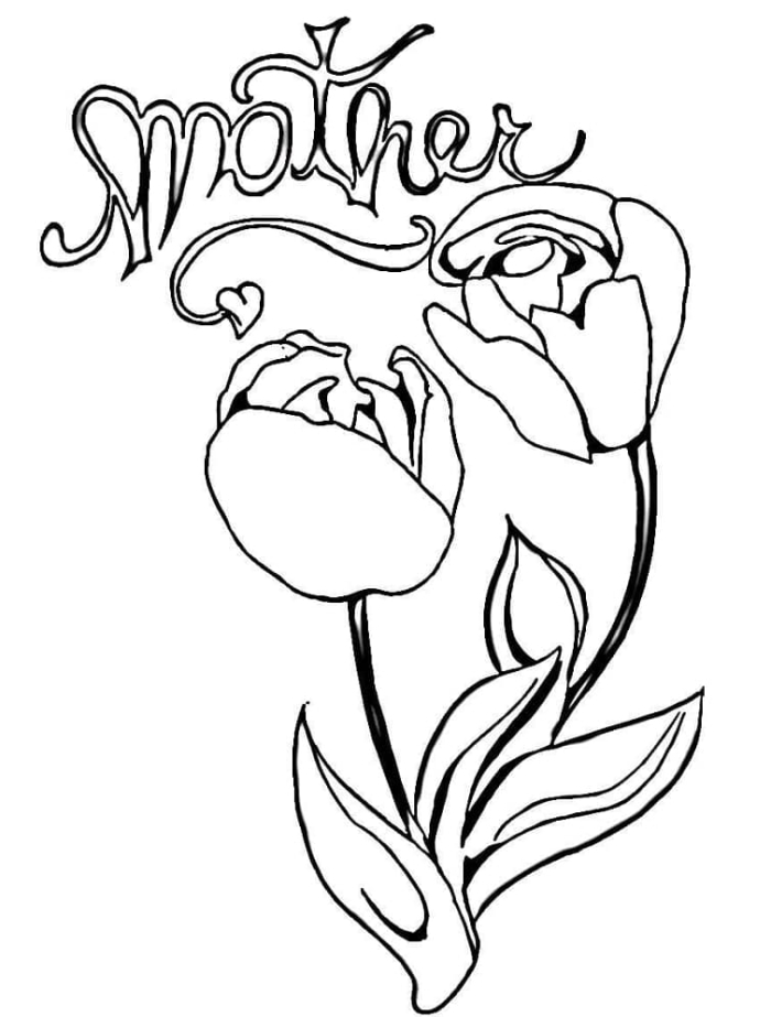 Easter tulips coloring activity for young learners to practice color recognition and fine motor skills Colorful Easter tulips arranged in rows for kindergarteners to paint and decorate with markers or crayons