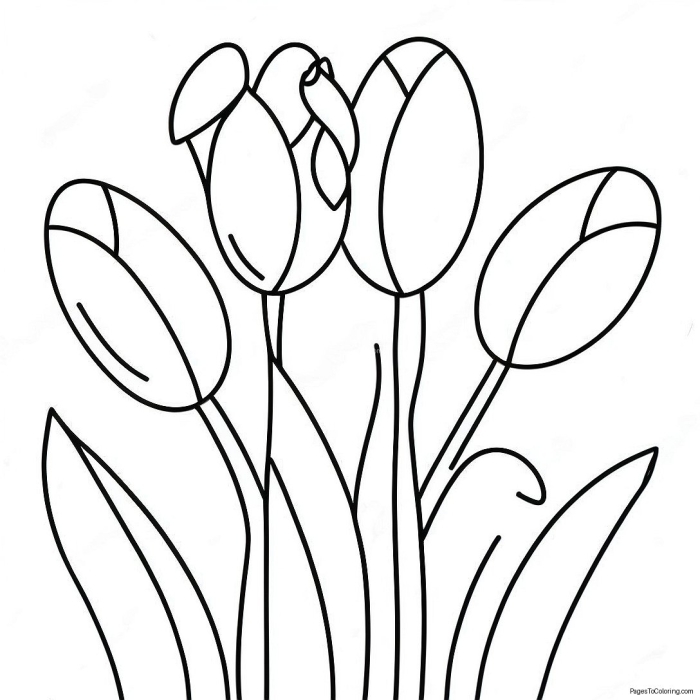 Easter tulips coloring activity page for learning fractions in early childhood education Kindergarten student coloring tulip flowers with Easter theme for fractions practice worksheet number 20