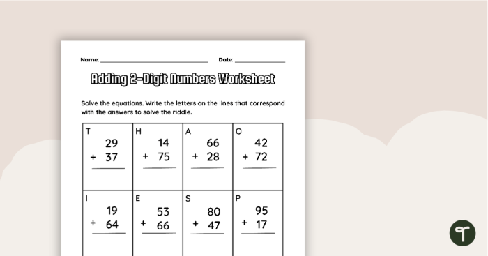 Easter Themed Two Digit Addition Practice Worksheet 16 Second grade Easter math worksheet for practicing two-digit addition problems
