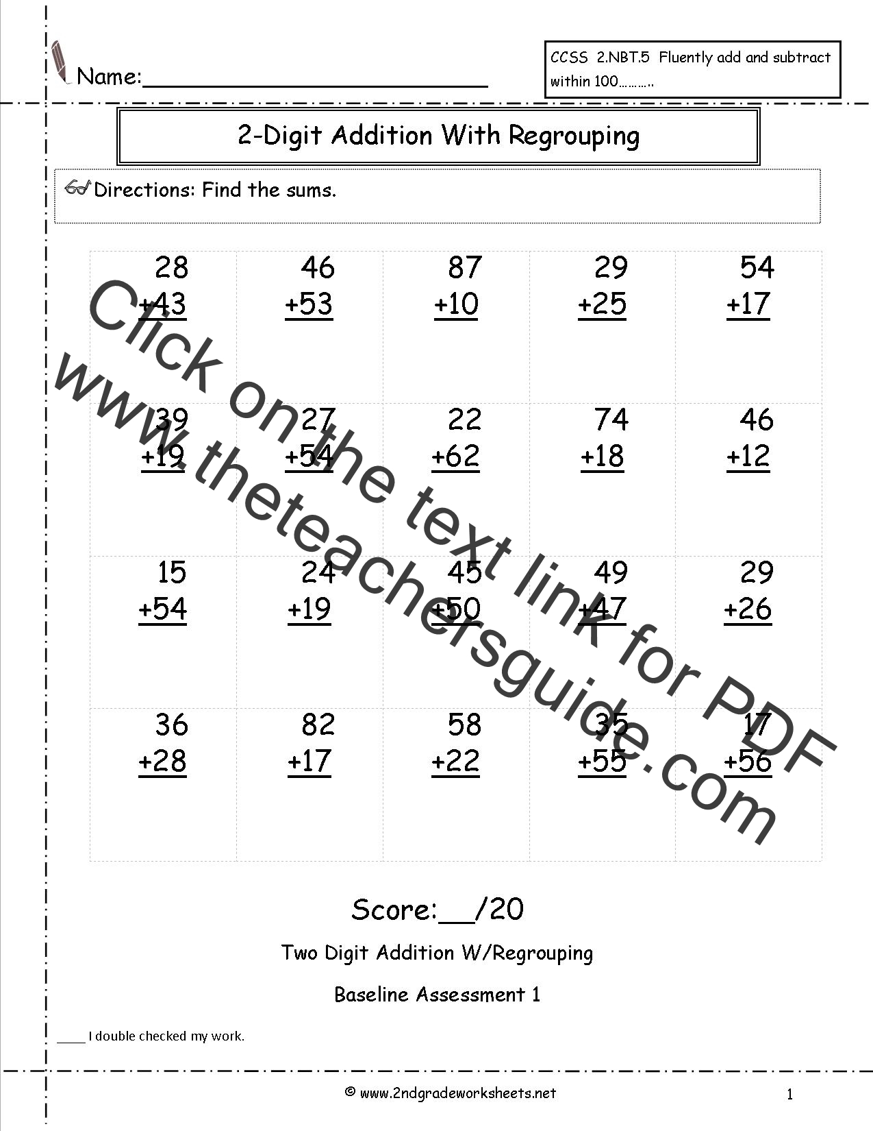 Two-Digit Addition Easter Math Worksheet for Grade 2 Image 15 Easter-themed second grade math worksheet featuring two-digit addition practice problems