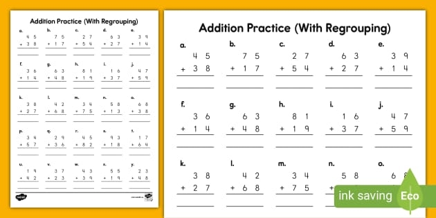 Easter Math Practice: Two-Digit Addition Worksheet for Grade 2 Students Second grade Easter-themed two-digit addition practice worksheet with colorful spring illustrations and math problems