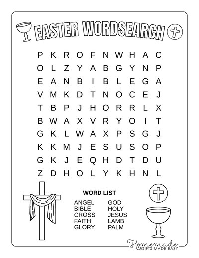 Easter Word Search Puzzle worksheet for fourth graders featuring 18 vocabulary words. Explore and discover Easter-themed terms in this engaging reading activity.