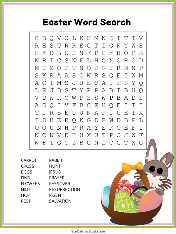 First grade Easter word search puzzle worksheet for vocabulary practice