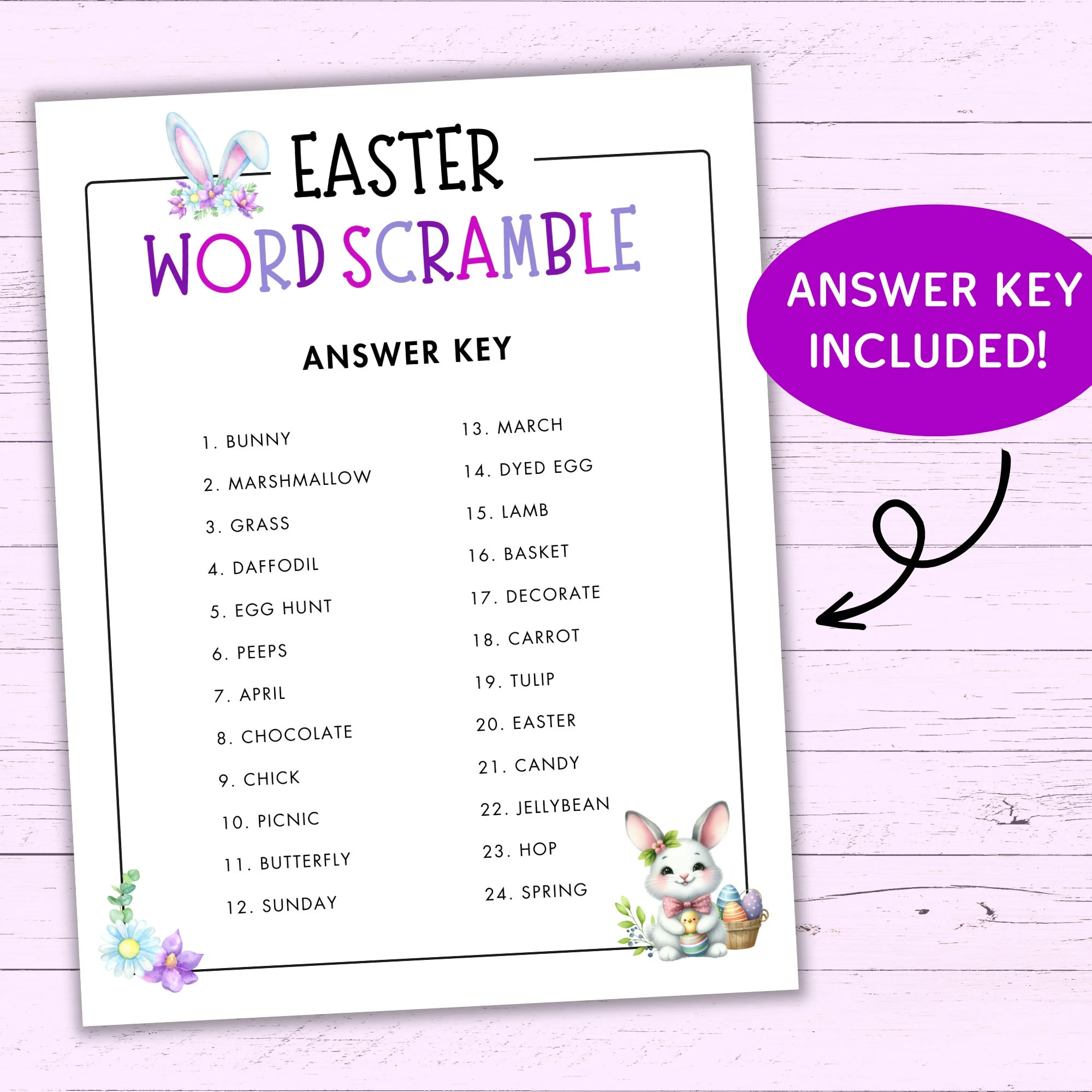 Third grade students solving an Easter Word Scramble worksheet with scrambled letter eggs
