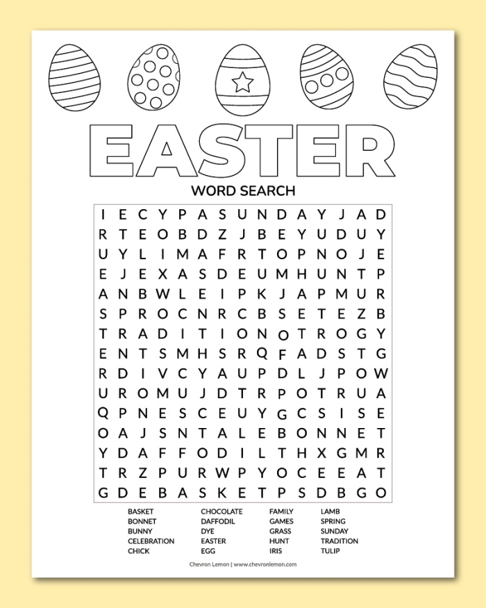 Easter Word Search Puzzle worksheet designed for fourth graders to enhance vocabulary skills