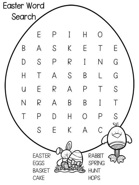Easter Word Search Puzzle worksheet for fourth graders featuring 18 holiday-themed vocabulary words