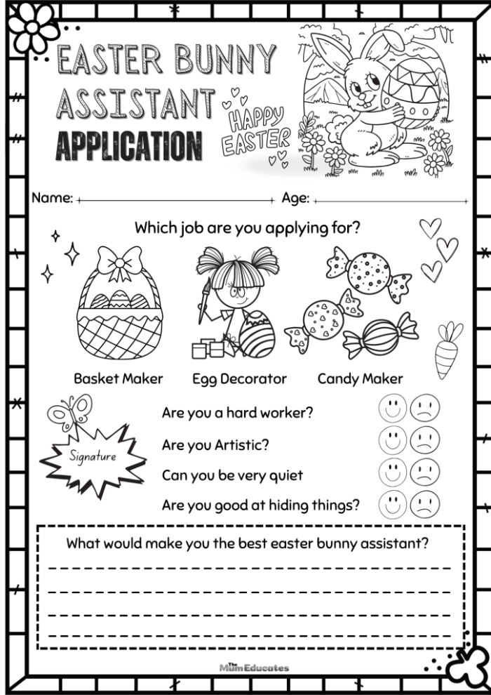 Easter Bunny Imagination Writing Activity for Young Learners - Worksheet 20 Second grade Easter writing prompt worksheet featuring a fun imaginative question about being the Easter Bunny for children to practice handwriting and creative writing skills