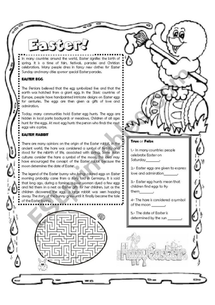 Engaging Easy Easter Idioms worksheet for students to explore meanings Worksheet featuring Easter idioms for fourth-grade reading practice