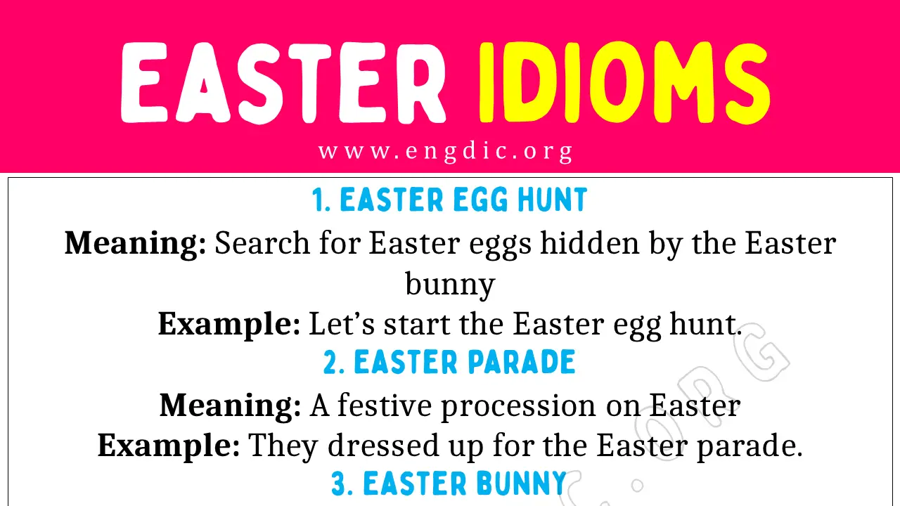 Worksheet image featuring Easter-themed idioms designed for reading comprehension activities Easy Easter Idioms worksheet for fourth graders focusing on sentence context and idiomatic expressions