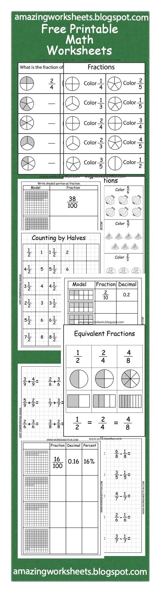 Third grade science students practice shading and calculating basic fractions with this two-page worksheet