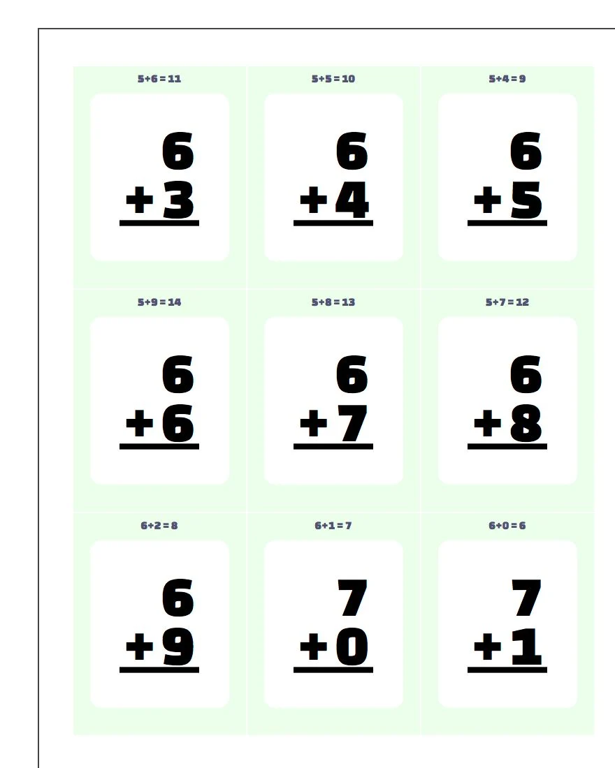 Preschool addition flash cards math worksheet for early learners Colorful printable addition flash cards worksheet for preschool math practice