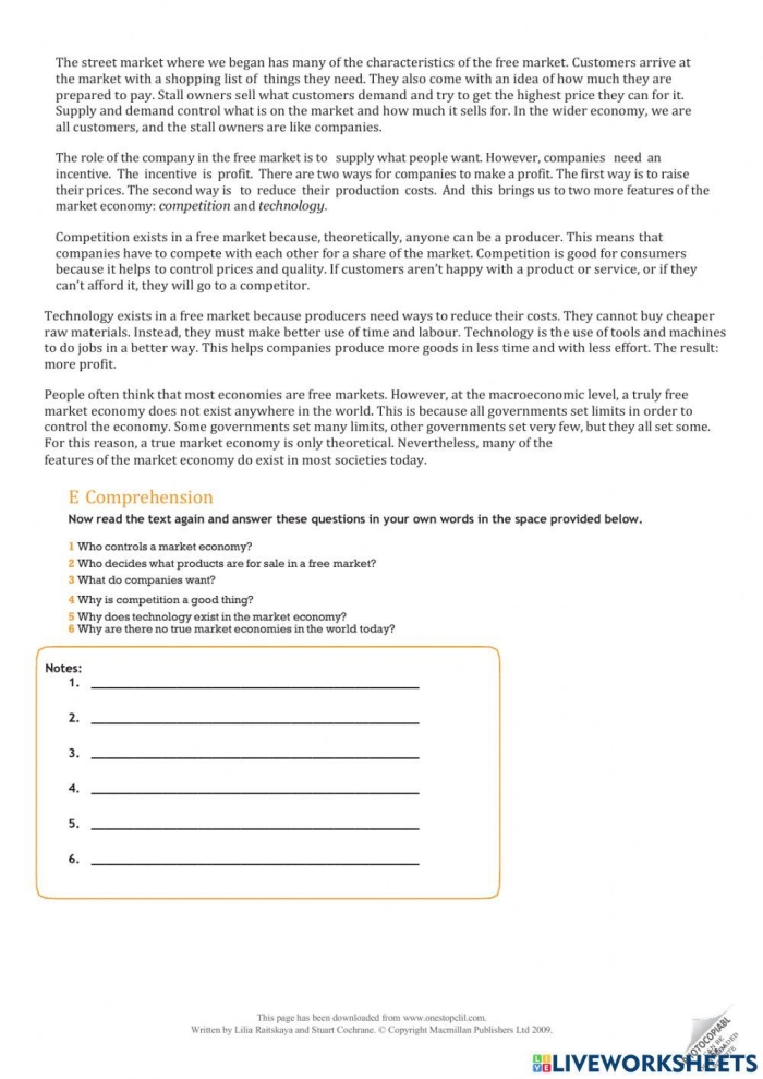 Sixth grade student completing an Exploring Economic Systems worksheet covering traditional and market models