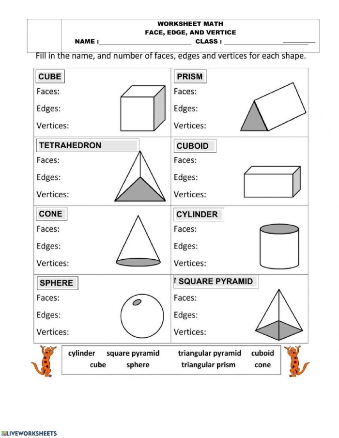Edges and Vertices worksheet for geometry practice in second grade Worksheet featuring 2D shapes for second graders to identify edges and vertices