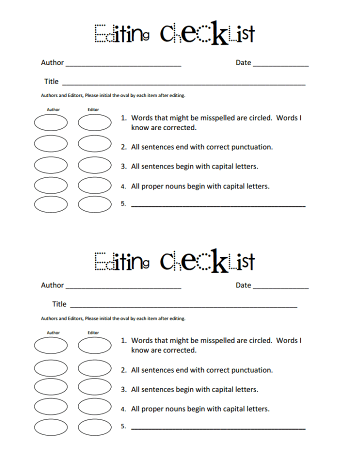 Sixth grade student using an editing checklist worksheet to review grammar mechanics and style in their algebra writing assignment