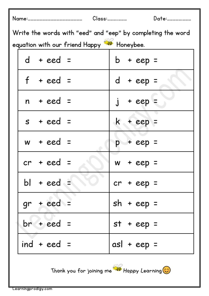 All in the Word Family eep Words Worksheet 5 Kindergarten cut and paste worksheet focusing on reading and building words in the eep word family