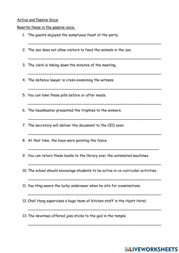 Active and Passive Voice Grammar Worksheet 24 for Grade 8 Science Eighth grade physical science worksheet for identifying active and passive voice sentences