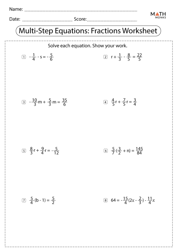 Eighth grade students solving multi-step algebraic equations on a practice quiz worksheet