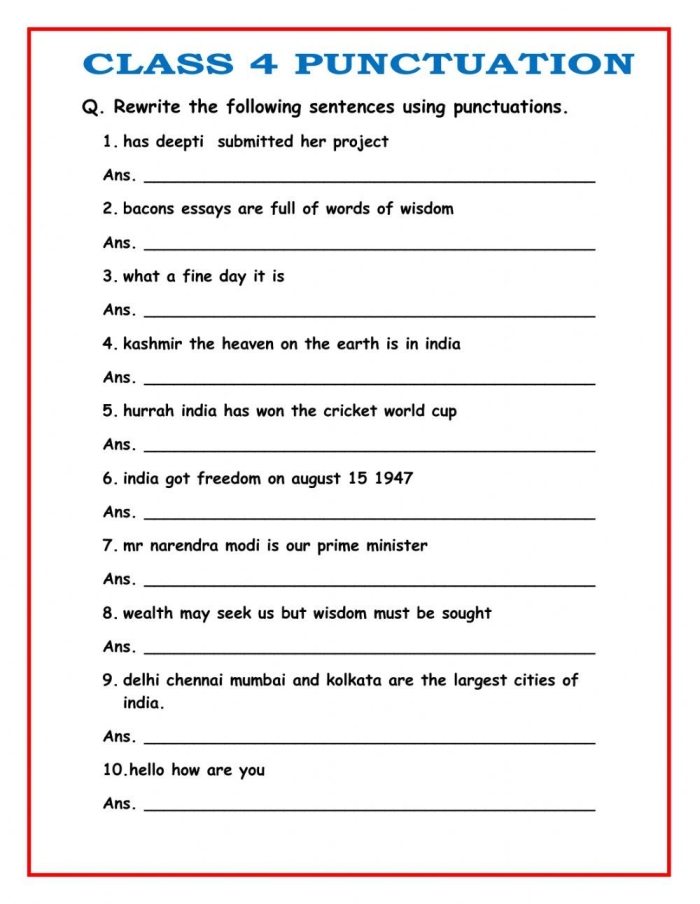 Eighth-grade worksheet focusing on comma usage in grammar with examples and exercises