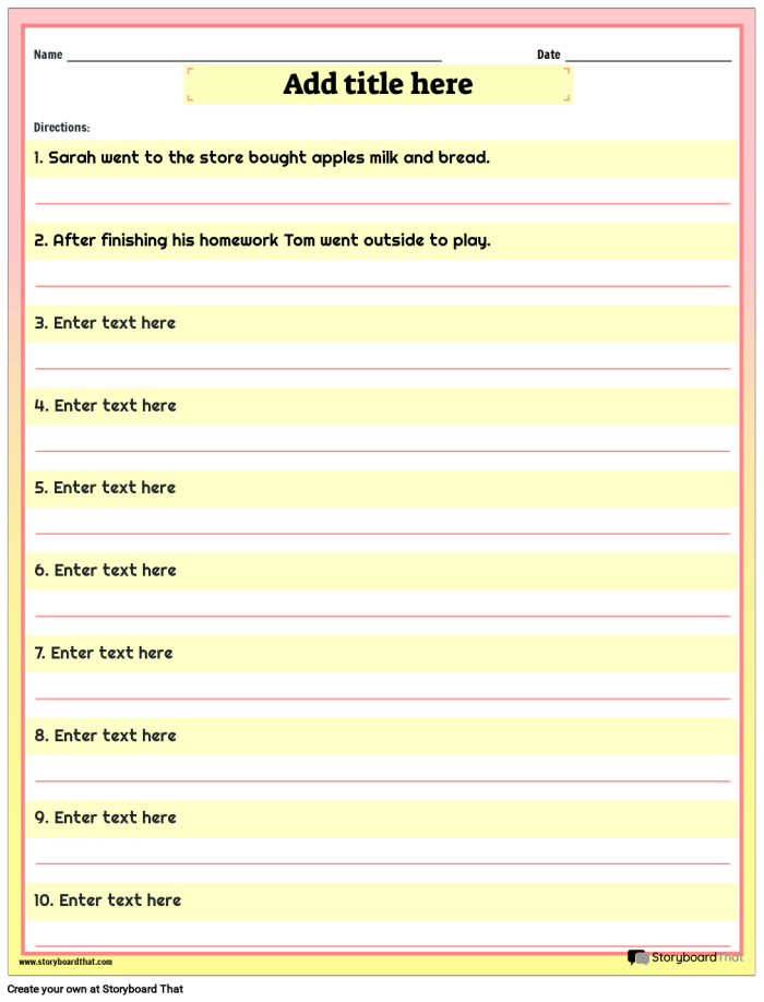 Eighth-grade worksheet on using commas to indicate pauses in sentences