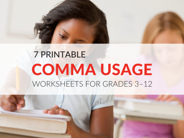 Eighth-grade worksheet on using commas to indicate pauses in sentences