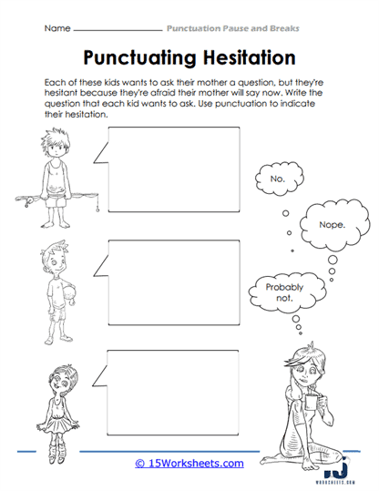 Eighth-grade worksheet on using commas to indicate pauses in sentences