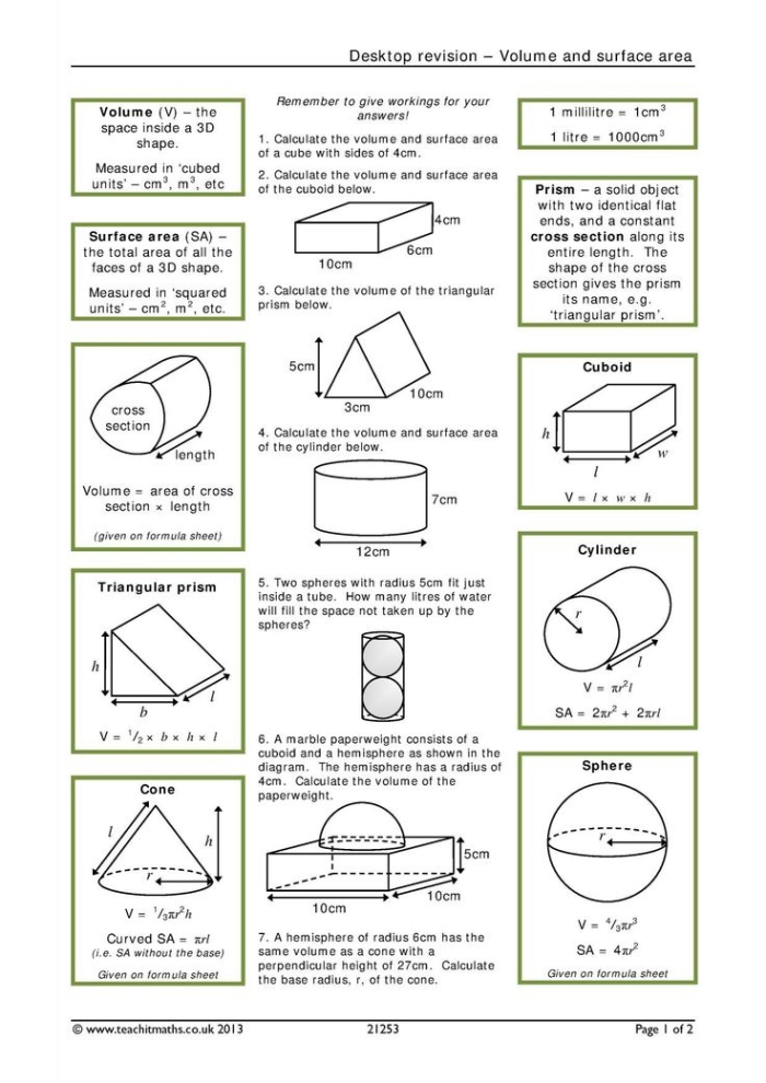 Worksheet for calculating the volume of different cones for eighth-grade geometry students