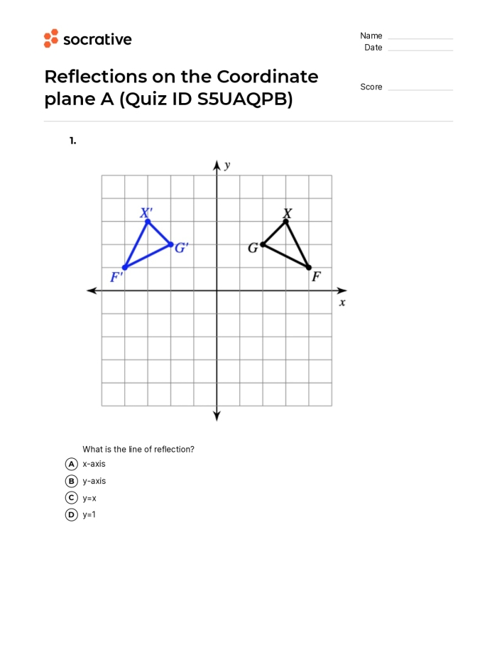 Eighth grade students practice graphing figure reflections on a coordinate plane worksheet 21