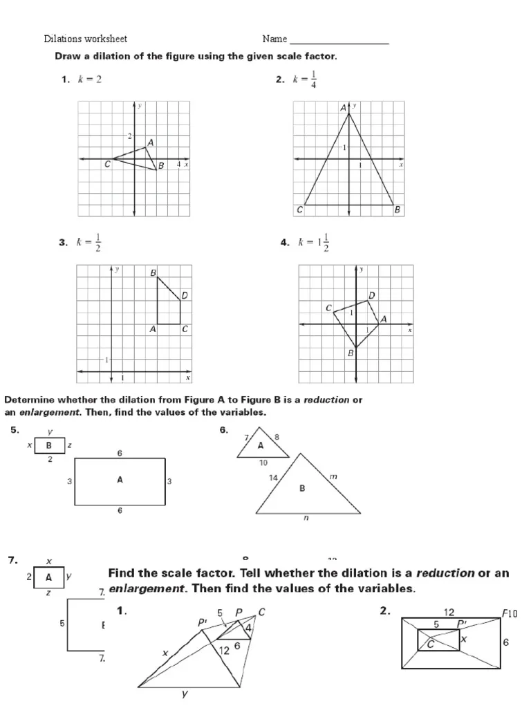 Describing Dilations Worksheet for 8th Grade Geometry Lesson 11 Eighth grade geometry worksheet featuring coordinate plane problems for practicing dilations