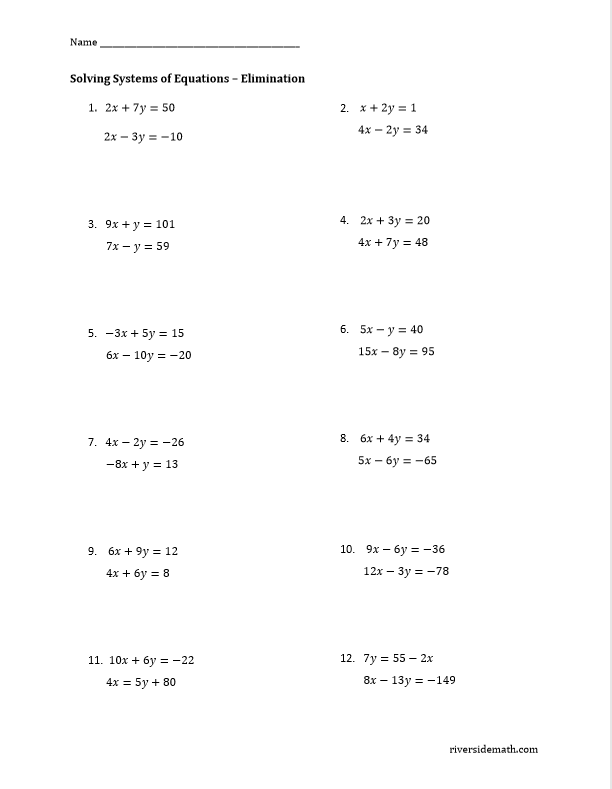 Engaging math maze for practicing algebra skills in eighth grade Eighth-grade students navigating a Systems of Equations Elimination Maze worksheet