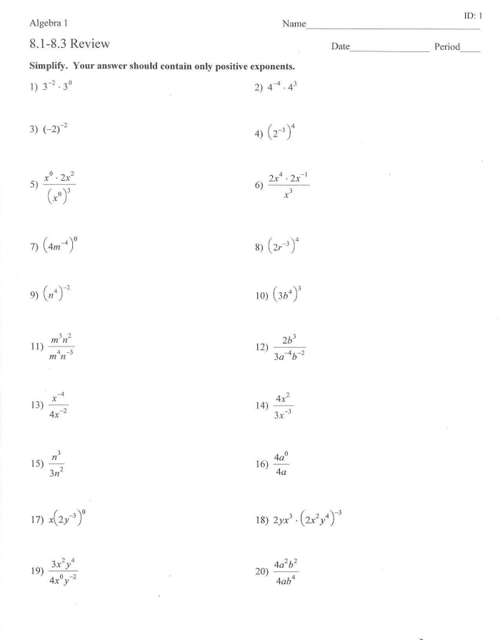 Engaging math puzzle activity for mastering exponent properties Eighth-grade students solving a properties of exponents puzzle worksheet