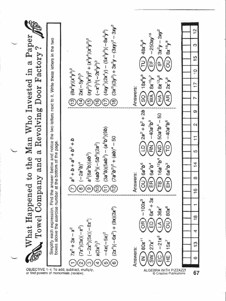 Properties of Exponents Puzzle Activity for Eighth Graders Eighth-grade students solving a properties of exponents puzzle worksheet