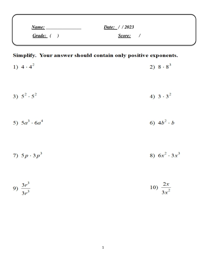 Properties of Exponents Puzzle Activity for Eighth Grade Students Eighth-grade students engaging with a properties of exponents puzzle worksheet