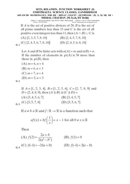 Is the Relation a Function? worksheet for algebra students Worksheet for eighth graders assessing if relations are functions