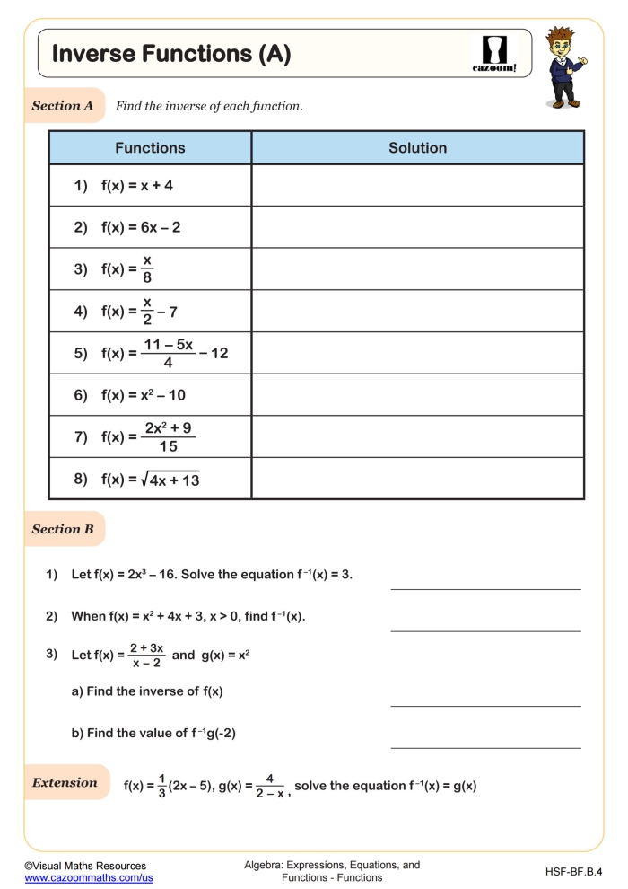 Functions Handout worksheet for eighth-grade reading comprehension Worksheet illustrating how to identify functions, designed for eighth-grade students