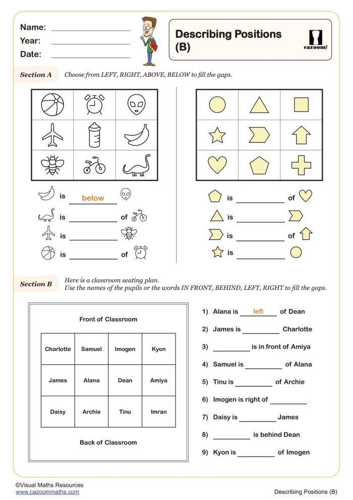 Worksheet image illustrating rotations for eighth-grade students Eighth-grade geometry worksheet focused on describing rotations in the coordinate plane