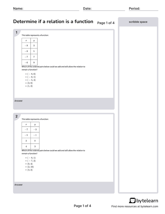 Eighth grade students matching word problem stories to function graphs on a describing relationships worksheet