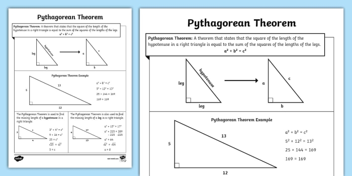 ALT text for an educational worksheet on the Pythagorean theorem designed for eighth grade students