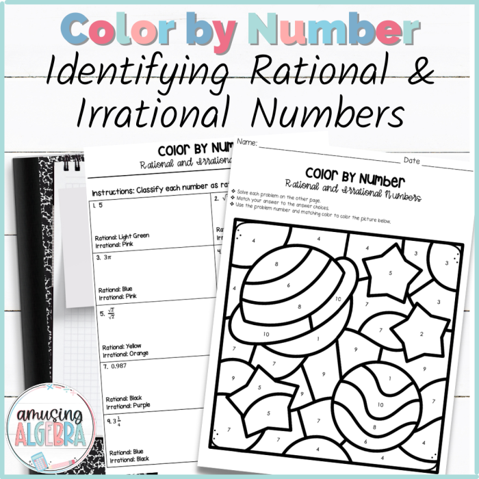 Worksheet for comparing rational and irrational numbers designed for eighth-grade students