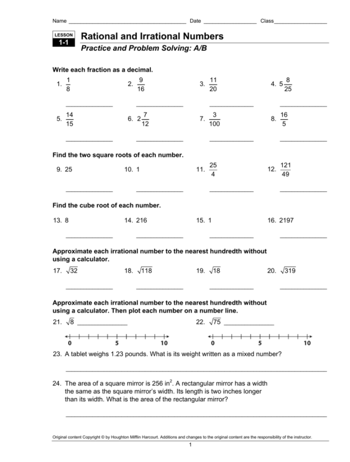 Worksheet for comparing rational and irrational numbers aimed at eighth-grade students